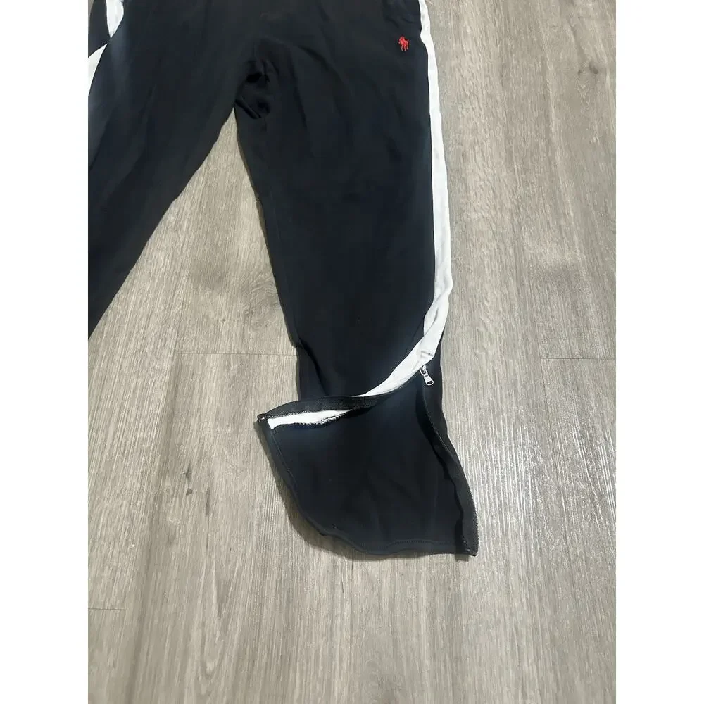 Polo Ralph Lauren Black Track Pants White Stripe Pony Logo Joggers Men’s Large
